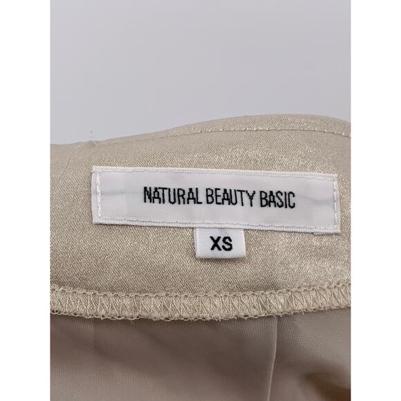 NATURAL BEAUTY BASIC Women’s Beige Shiny Lightweight A-Line Midi Skirt SZ XS - Picture 10 of 10